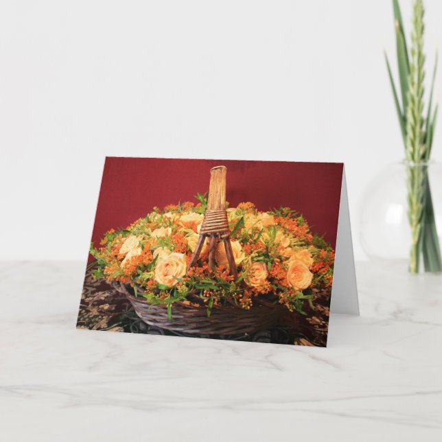 Rose-Körbchen Dankeskarte (Vorderseite)