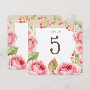 Rose   Kraft Paper Party Tischnummern