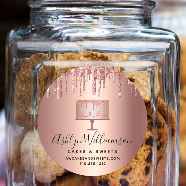 Rose Kuchen Kuchen Kupfer Glitzer Konditorei Koch Runder Aufkleber (Von Creator hochgeladen)