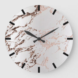 Rose Kupfer Gold Carrara Marmor Schwarzer grauer S Große Wanduhr