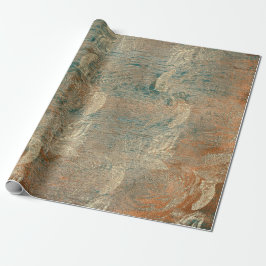 Rose Kupfer Orange Blumenholz Aquamarin Gold Rusti Geschenkpapier
