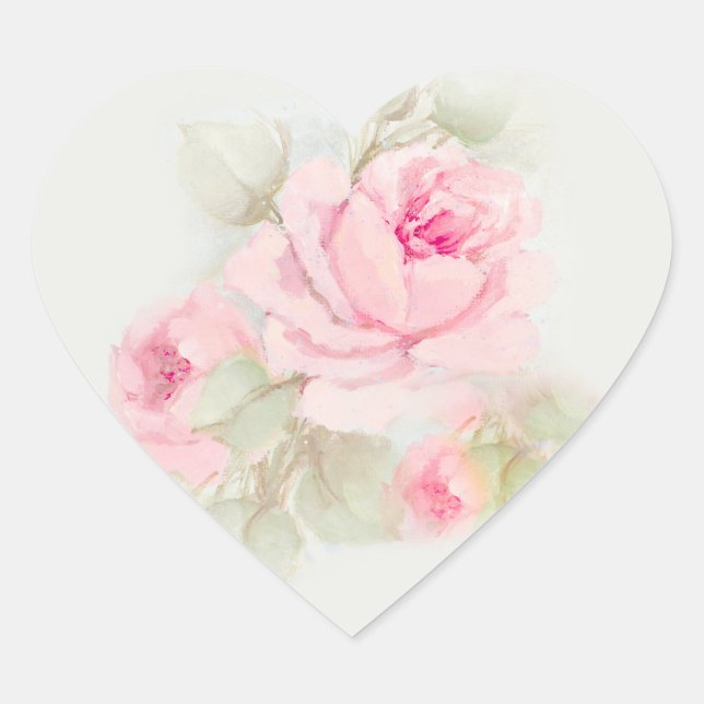 Rose Labels Pinks Herz-Aufkleber (Vorderseite)