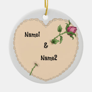 Rose Lacy Heart Keramik Ornament