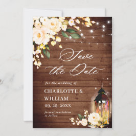 Rose Lantern Rustikale Holzhochzeit Save The Date