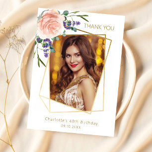 Rose lavande floral photo anniversaire carte de re