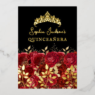 Rose Leaf Quinceanera Folieneinladung