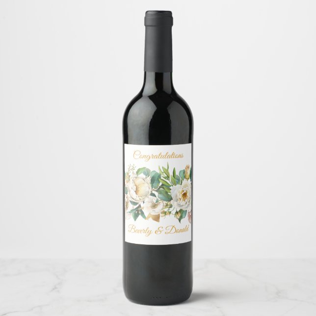 Rose Lebensmittel und Getränke-Label-Set Weinetikett (Vorderseite)