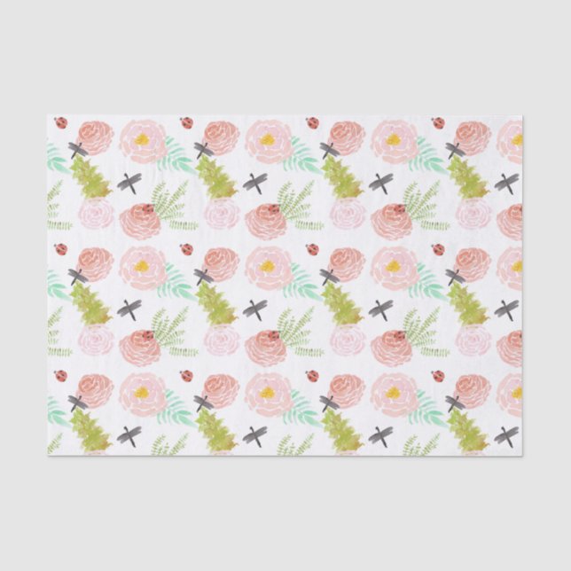 Rose Libellen Seidenpapier (Vorderseite)