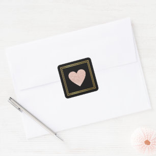 Rose Liebe Herzromantische Hochzeit Quadratischer Aufkleber