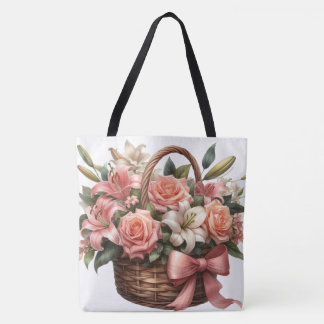 Rose liegen in einem Korb Tasche