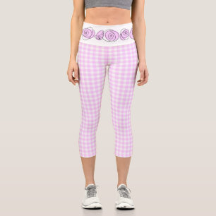 Rose Lilac Karo Horizontal Hochwaldkraut Capri Leggings