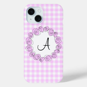 Rose Lilac Karo Monogram iPhone Gehäuse vertikal title_seo2