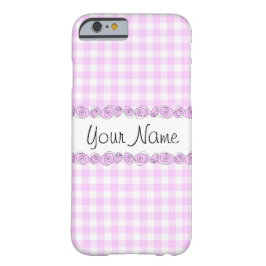 Rose Lilac Karo "Name" iPhone Gehäuse 15 Hülle