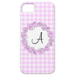 Rose Lilac Monogram Karo iPhone Gehäuse vertikal iPhone 11 Hülle