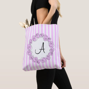 Rose Lilac Monogram Streifen auf der gesamten lila Tasche