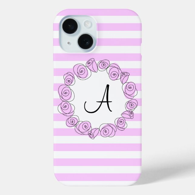 Rose Lilac Monogramme bande coque iphone vertical (Verso)