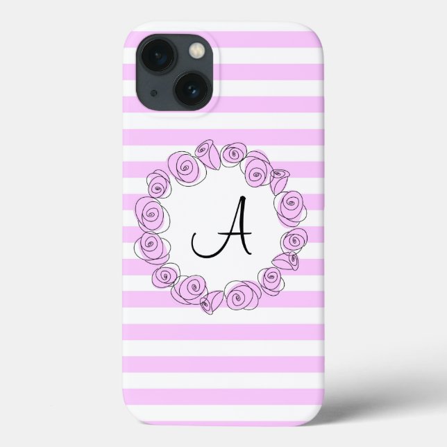 Rose Lilac Monogramme bande iPad Mini coque vertic (Verso)