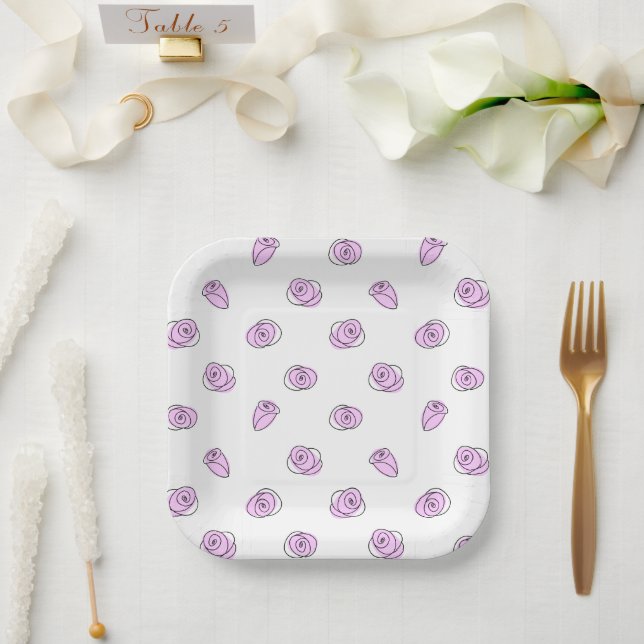 Rose Lilac Multi quadratisch Pappteller (Hochzeit)