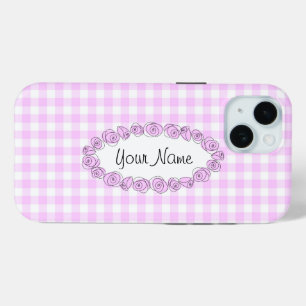 Rose Lilac Name Karo iPhone horizontal Case-Mate iPhone Hülle