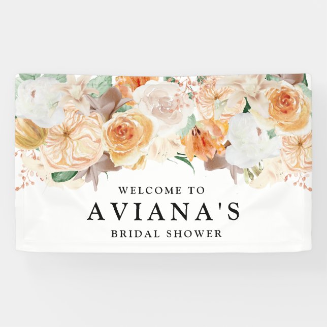 Rose Lily Floral Brautparty Willkommen Banner (Horizontal)