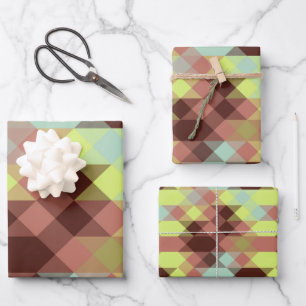 Rose, Limette, Gelb und Kaffeebohnen-Geometrie Geschenkpapier Set