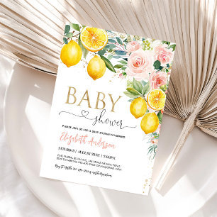 Rosé-Limonade Florale Babyparty-Einladung Einladung