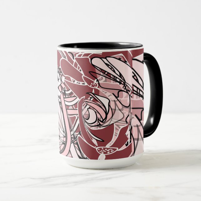  Rose Linework Mug Tasse (VorderseiteRechts)