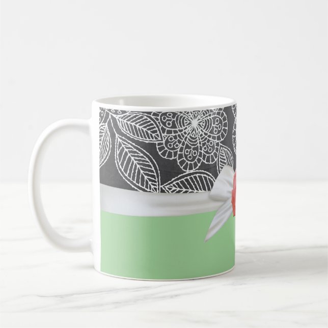 Rose Luxe Vert Floral Damask Mug (Gauche)