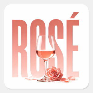 Rosé Luxuswein-Editorial-Lifestyle-Grafikstil Quadratischer Aufkleber