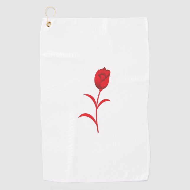 Rose Madder, Lava Red, Blumendesign Golfhandtuch (Vorderseite)