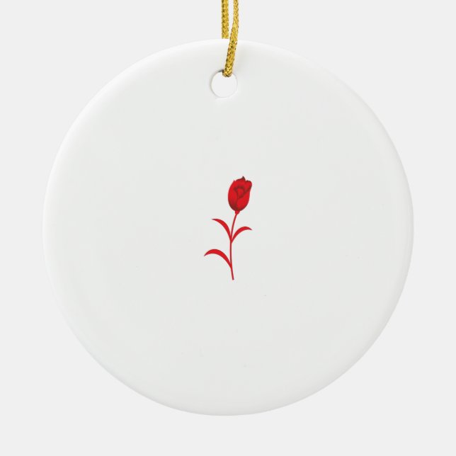 Rose Madder, Lava Red, Blumendesign Keramik Ornament (Vorne)