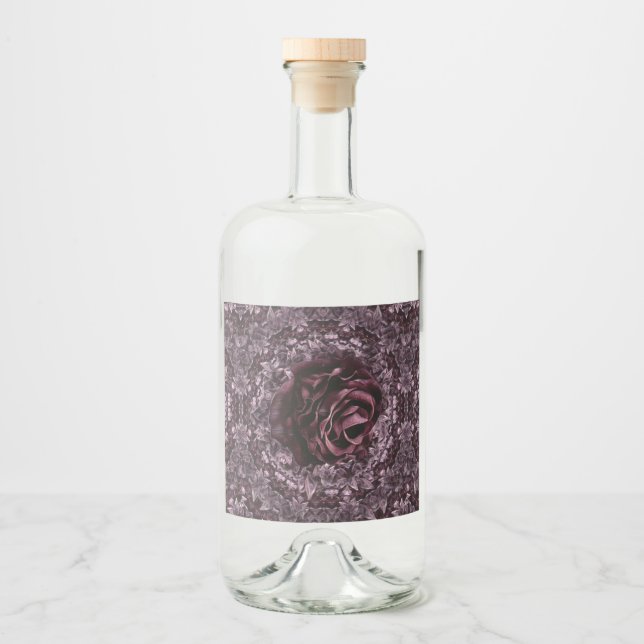 Rose Mandala Alkoholflaschenetikett (Vorderseite)