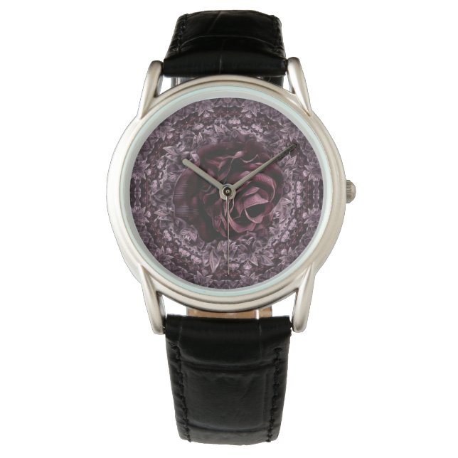 Rose Mandala Armbanduhr (Vorderseite)