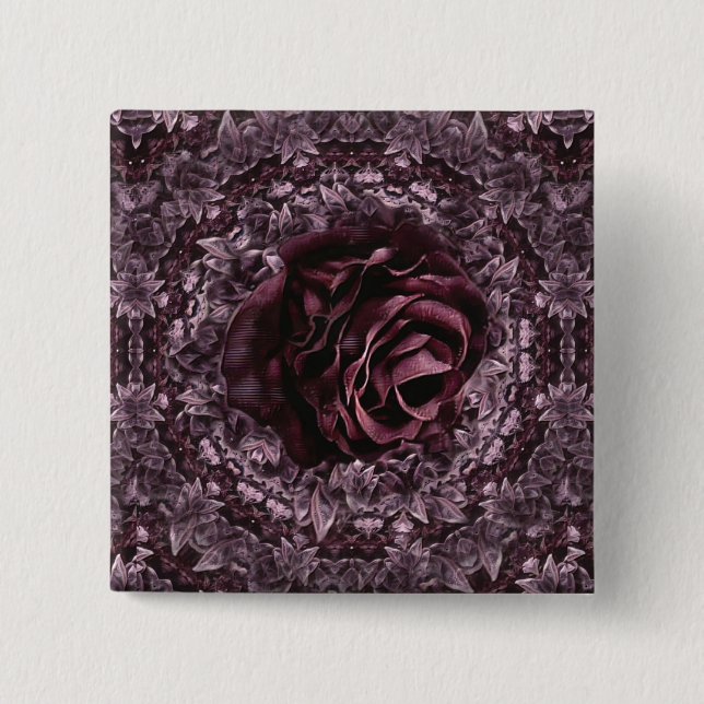 Rose Mandala Button (Vorderseite)