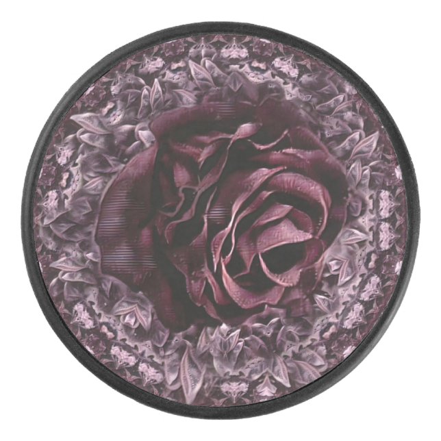 Rose Mandala Eishockey Puck (Vorderseite)