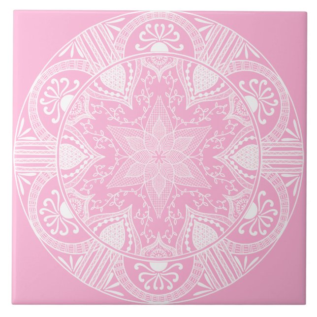 Rose Mandala Fliese (Vorderseite)