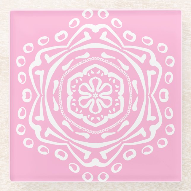 Rose Mandala Glasuntersetzer (Vorderseite)