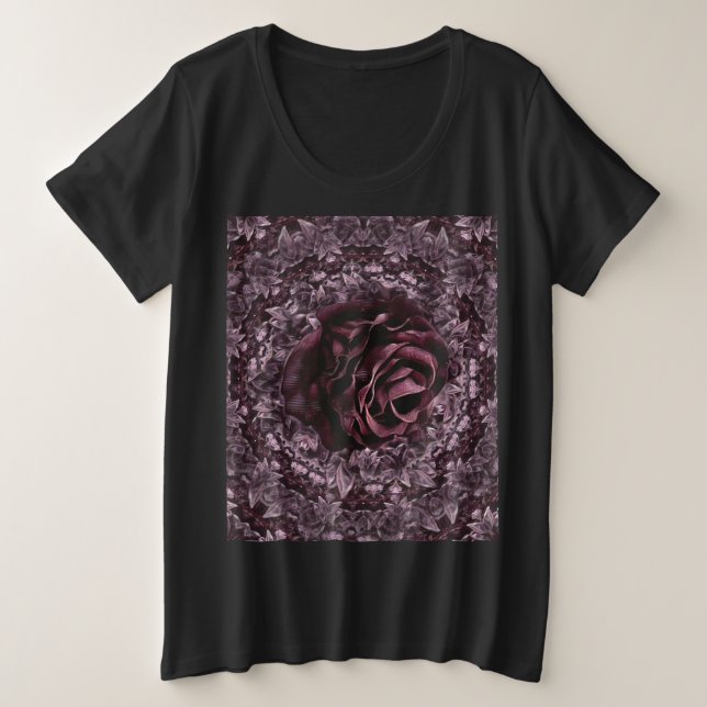 Rose Mandala Große Größe T-Shirt (Design vorne)
