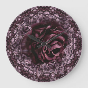 Rose Mandala Große Wanduhr