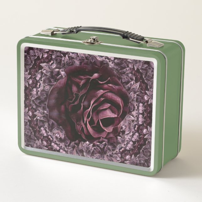 Rose Mandala Metall Brotdose (Vorderseite)