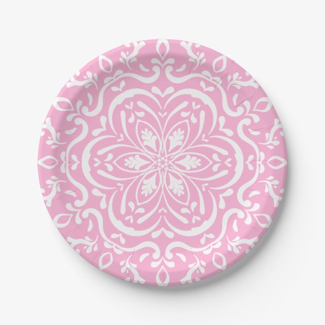 Rose Mandala Pappteller (Vorderseite)
