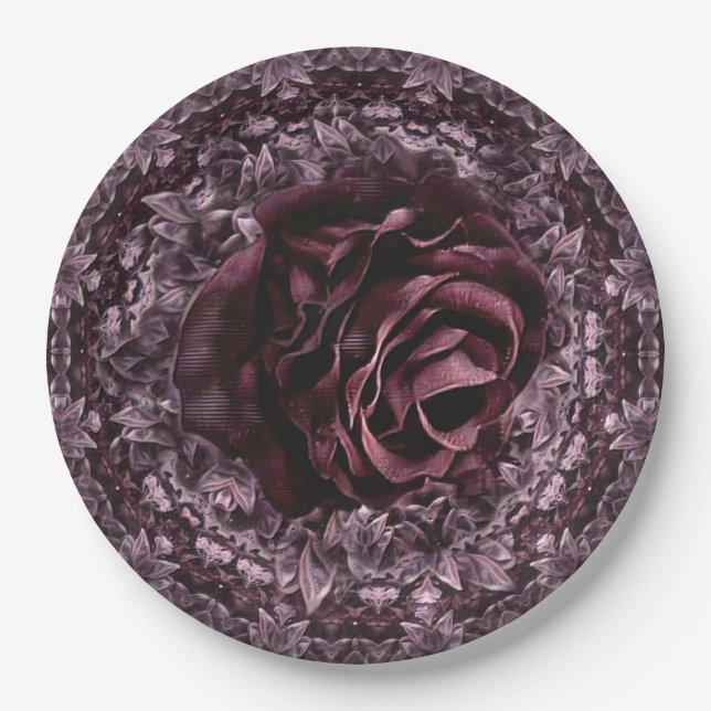 Rose Mandala Pappteller (Vorderseite)