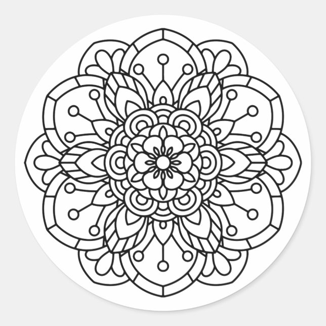 Rose Mandala Runder Aufkleber (Vorderseite)