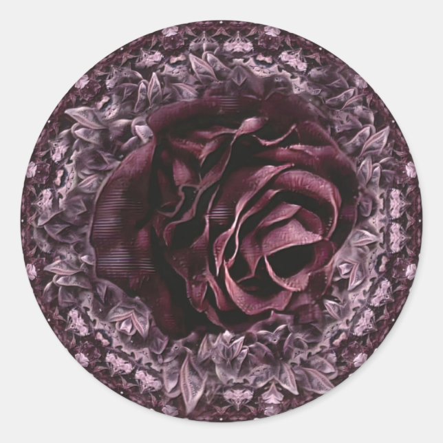 Rose Mandala Runder Aufkleber (Vorderseite)