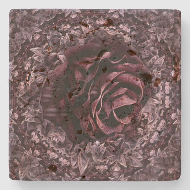 Rose Mandala Steinuntersetzer (Vorderseite)