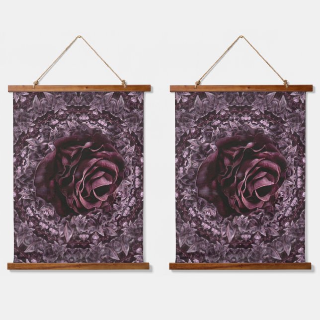 Rose Mandala Wandteppich Mit Holzrahmen (Doppelt)