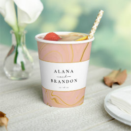 Rose Marble Agate Glitzer Namen Wedding Paper Cups Pappbecher
