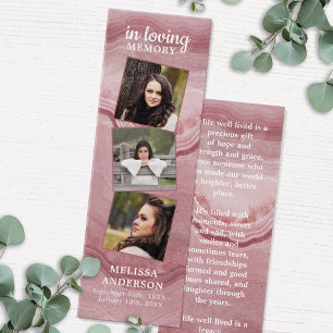 Rose Marbre 3 Photo Poème funéraire Signet de priè