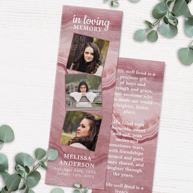 Rose Marbre 3 Photo Poème funéraire Signet de priè (Créateur téléchargé)