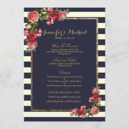 Rose: Marinebänder und Hochzeitsmenü Menükarte